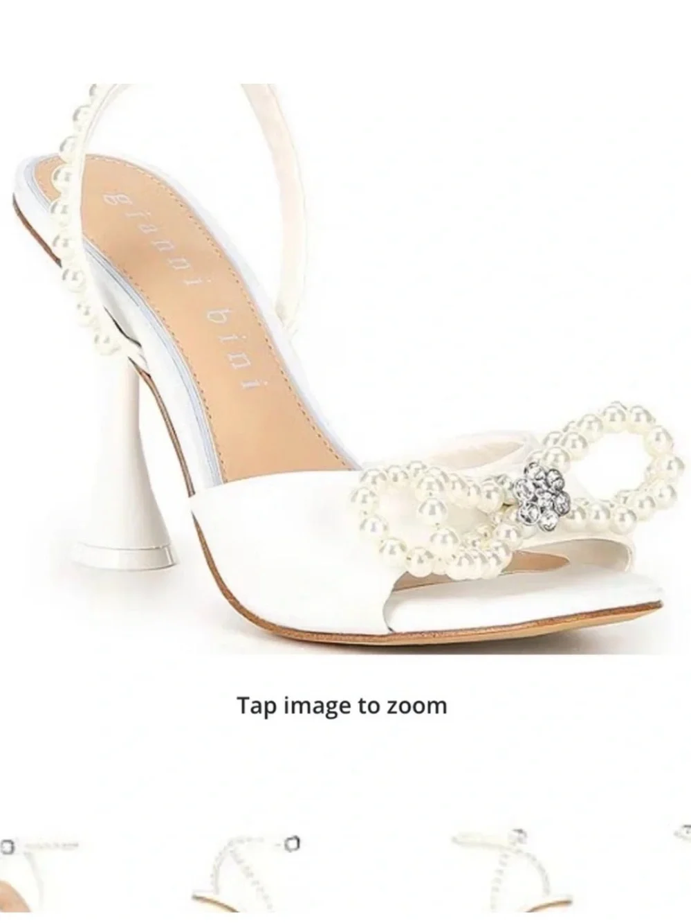Gianni Bini White Pearl Bow Slingback Heels